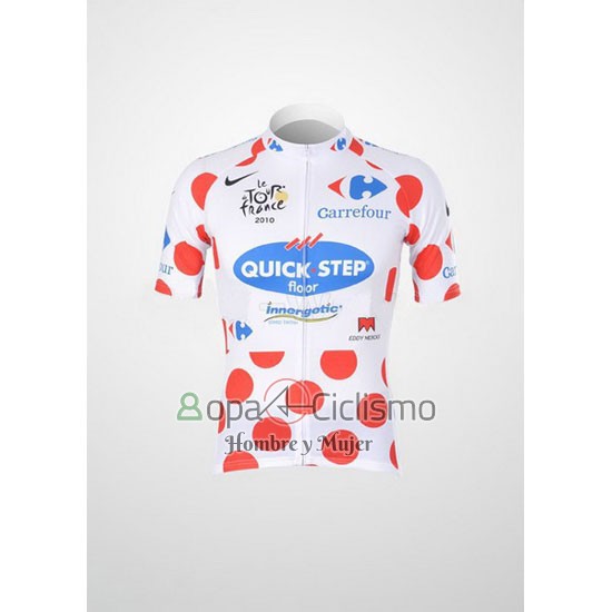 Quick Step Floor Ropa Ciclismo Culotte Corto 2010 Hombre Mangas Cortas Lider Rojo y Blanco